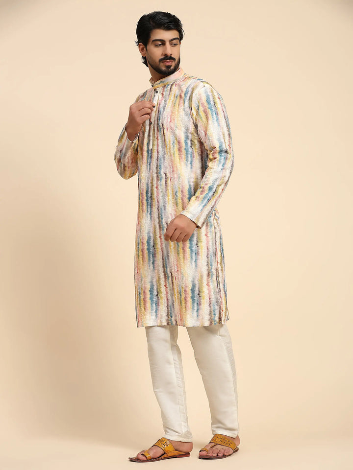 Designer Men's Kurta Pajama | Sifli Work & Digital Print for Weddings & Events