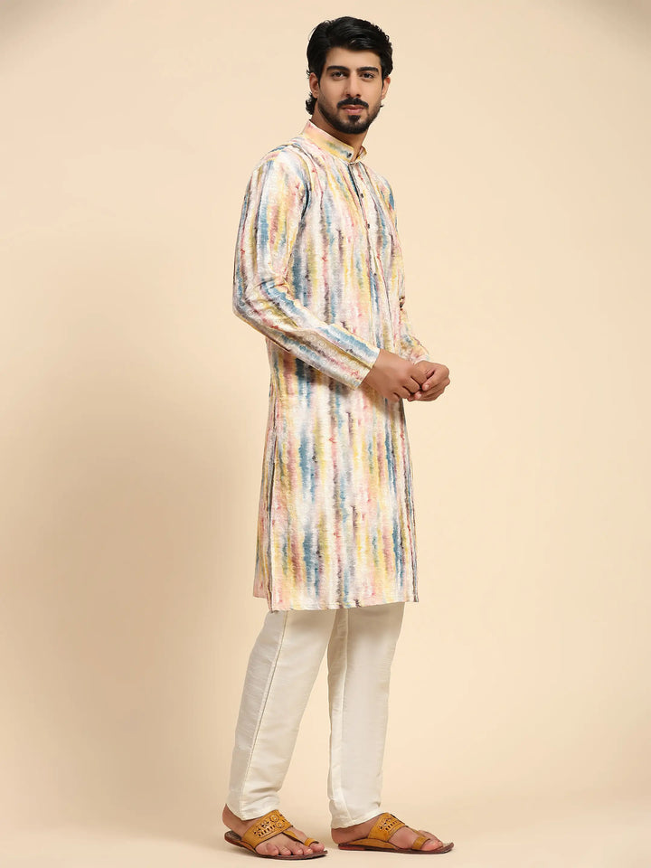 Designer Men's Kurta Pajama | Sifli Work & Digital Print for Weddings & Events