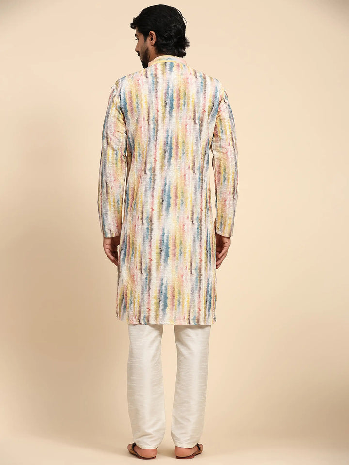 Designer Men's Kurta Pajama | Sifli Work & Digital Print for Weddings & Events