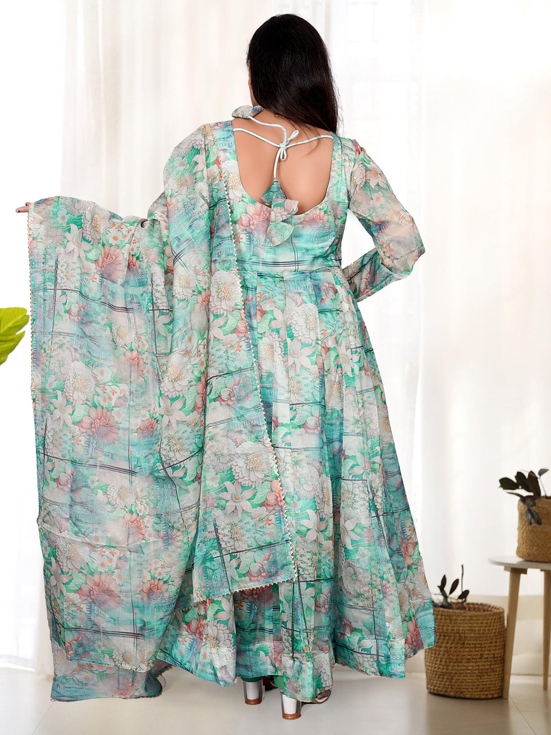 Vibrant Multi-Color Anarkali Suit | Floral Print Ethnic Anarkali for Women