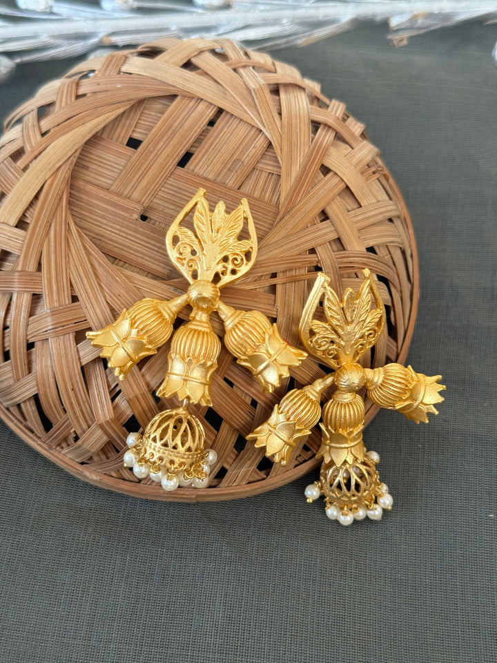 Floral Gold | Matte Jhumki Earrings Style Statement