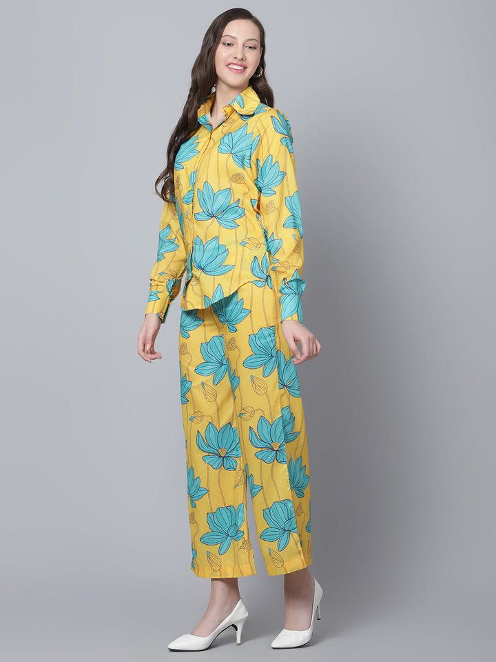 Fashion-Forward Mustard Carnation Set | Muslin Shirt & Pants