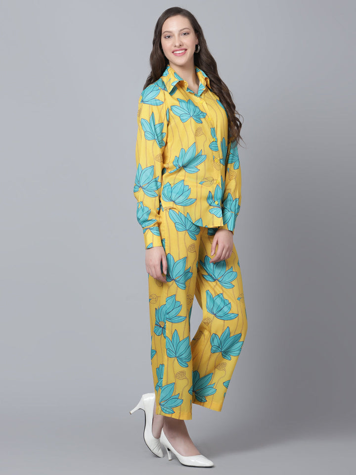 Fashion-Forward Mustard Carnation Set | Muslin Shirt & Pants