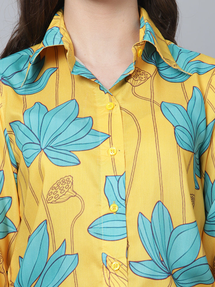 Fashion-Forward Mustard Carnation Set | Muslin Shirt & Pants