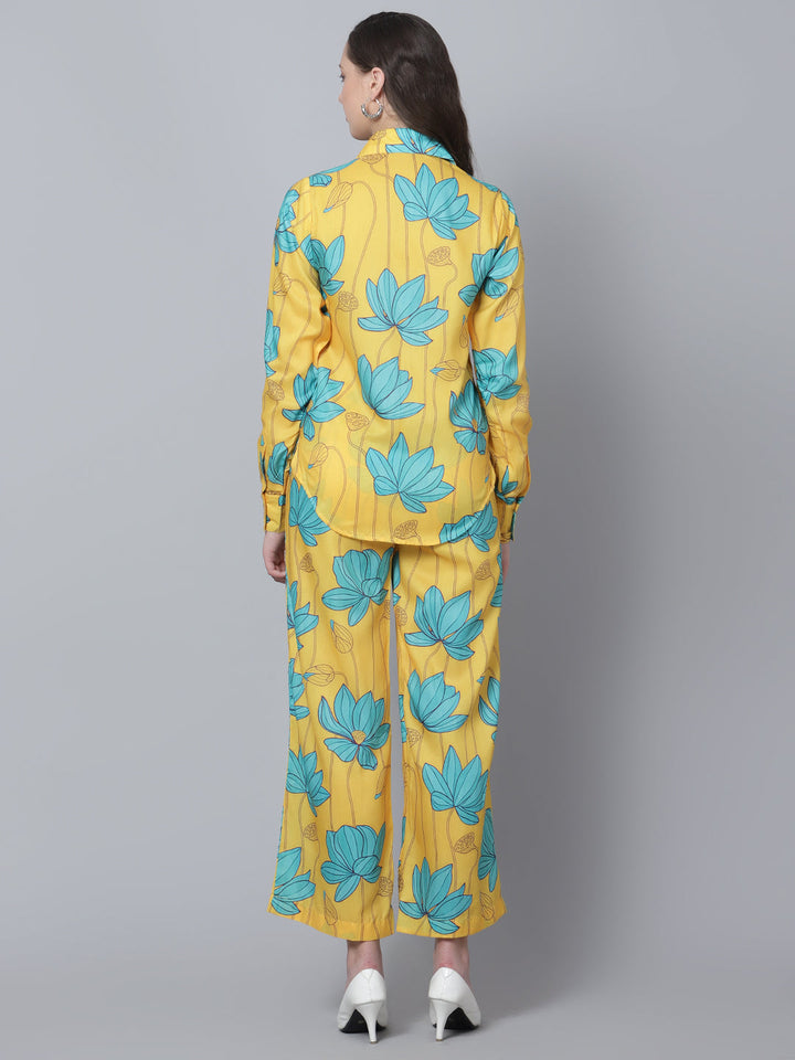 Fashion-Forward Mustard Carnation Set | Muslin Shirt & Pants