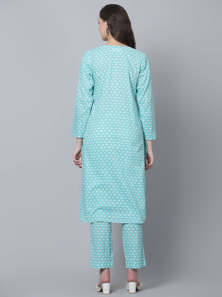 Modern & Relaxed | Light Sky Blue Amber Cotton Kurta Pant Set