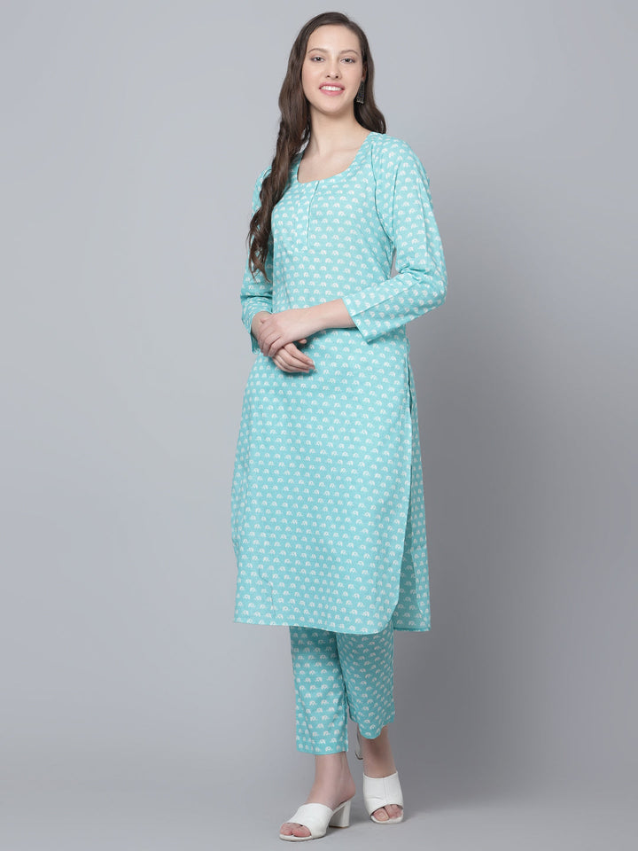 Modern & Relaxed | Light Sky Blue Amber Cotton Kurta Pant Set