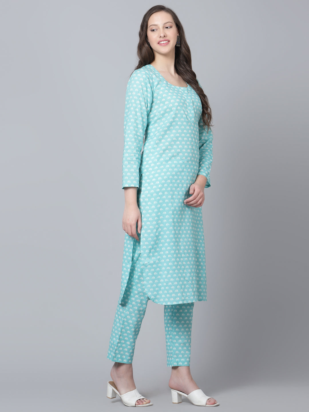 Modern & Relaxed | Light Sky Blue Amber Cotton Kurta Pant Set