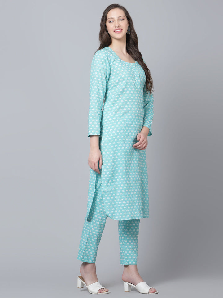 Modern & Relaxed | Light Sky Blue Amber Cotton Kurta Pant Set
