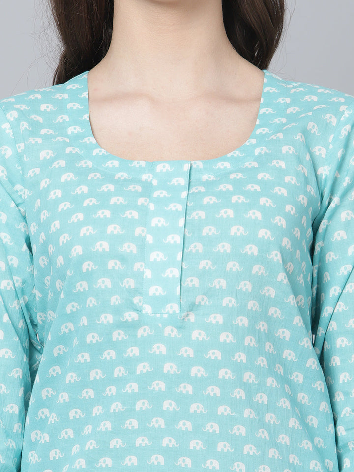 Modern & Relaxed | Light Sky Blue Amber Cotton Kurta Pant Set