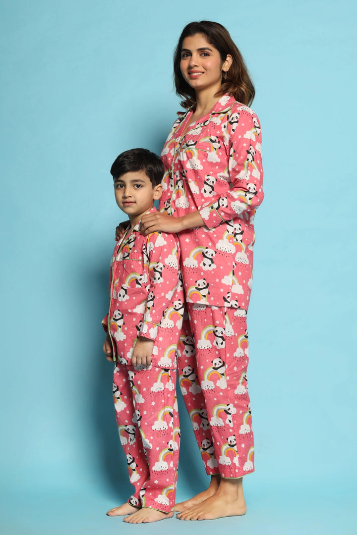 Rouge Printed Night Suit Set (Mom and Son Twin Set)
