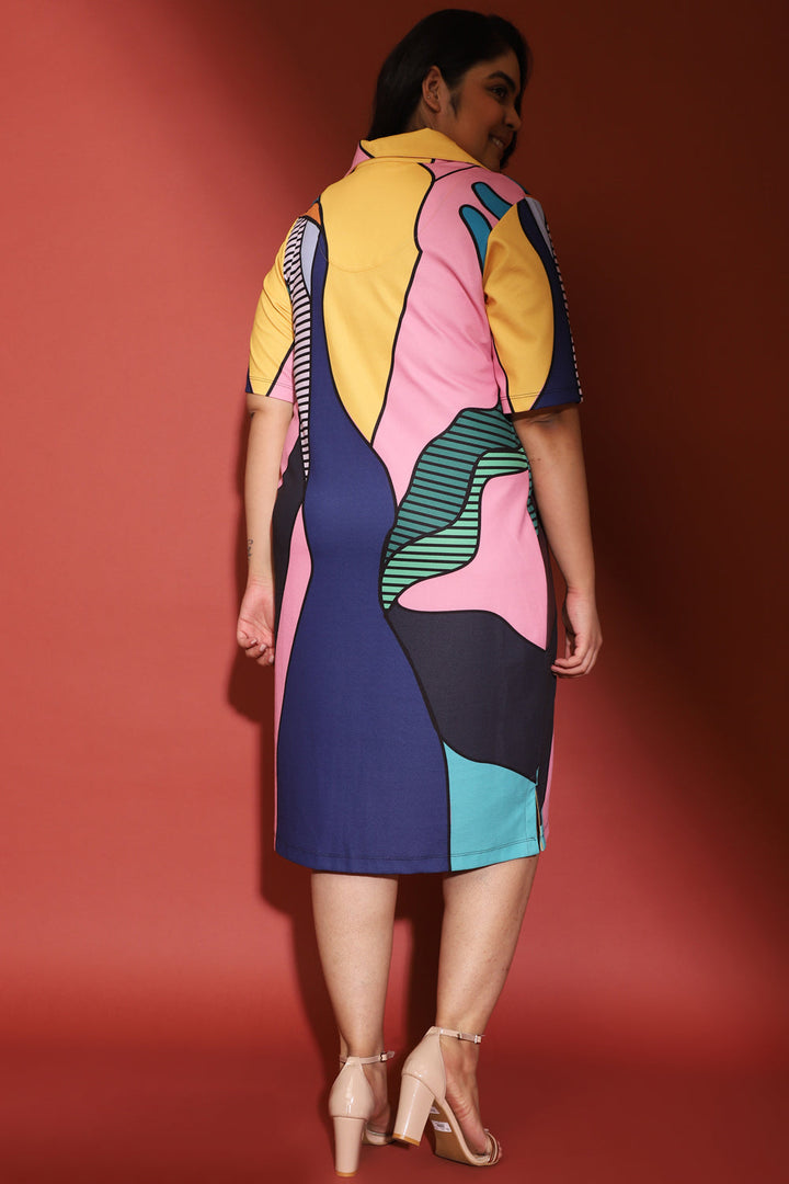 Modern Art Printed Polo Dress