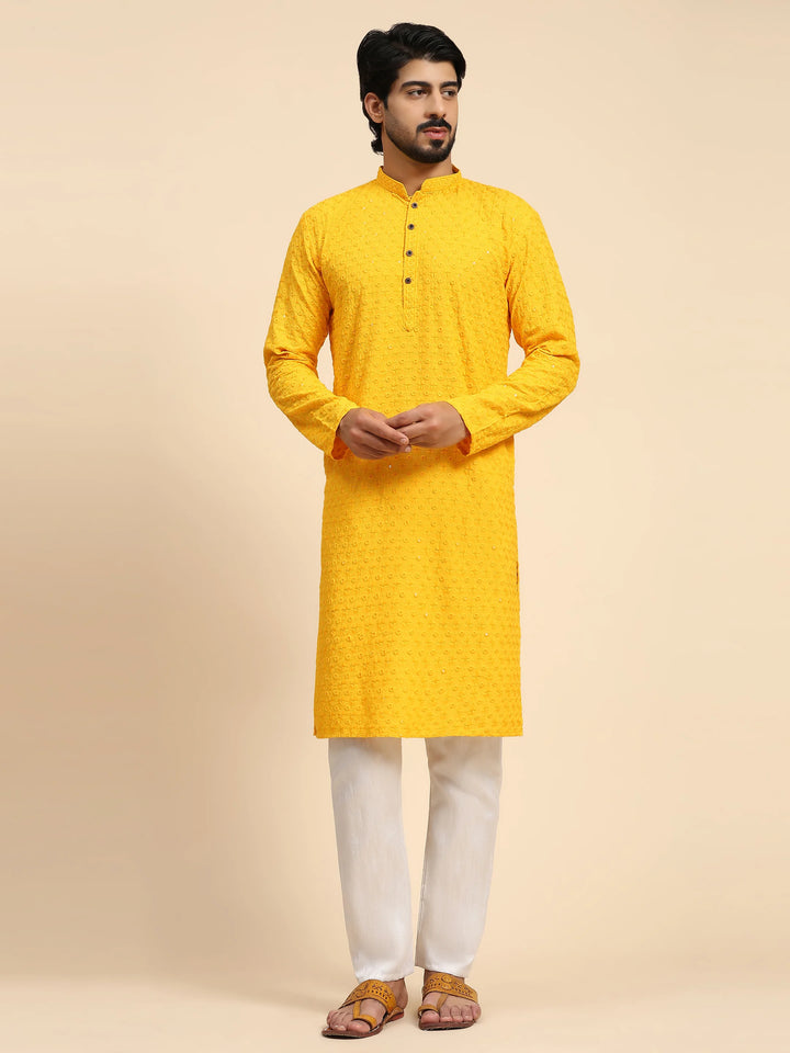 Rayon Cotton Kurta Set | Intricate Weaved Chikankari for Festive Occasions