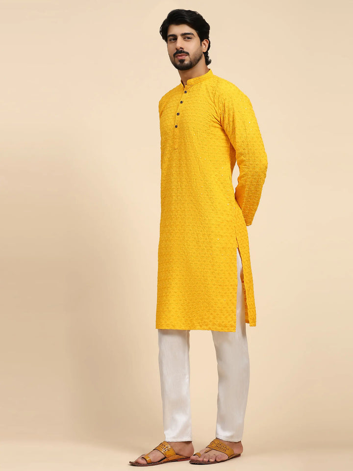 Rayon Cotton Kurta Set | Intricate Weaved Chikankari for Festive Occasions