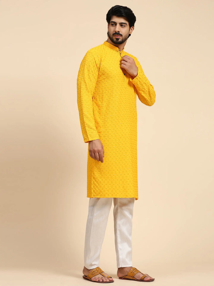 Rayon Cotton Kurta Set | Intricate Weaved Chikankari for Festive Occasions