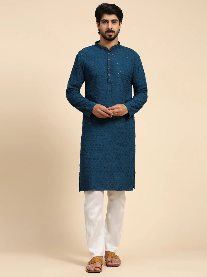 Rayon Cotton Kurta Set | Intricate Weaved Chikankari for Festive Occasions