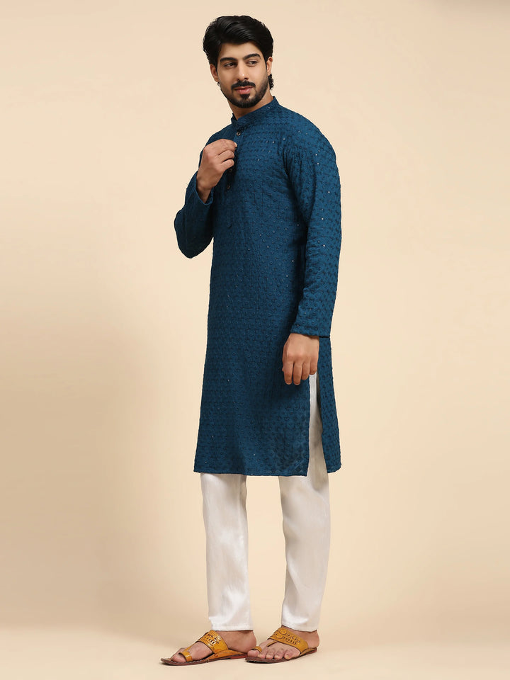 Rayon Cotton Kurta Set | Intricate Weaved Chikankari for Festive Occasions