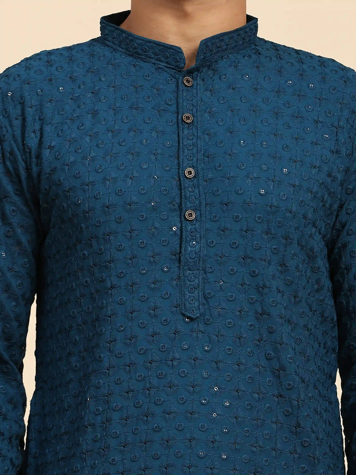 Rayon Cotton Kurta Set | Intricate Weaved Chikankari for Festive Occasions