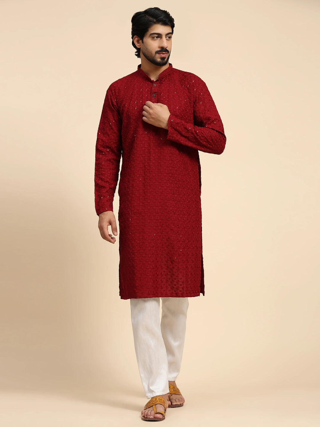 Rayon Cotton Kurta Set | Intricate Weaved Chikankari for Festive Occasions