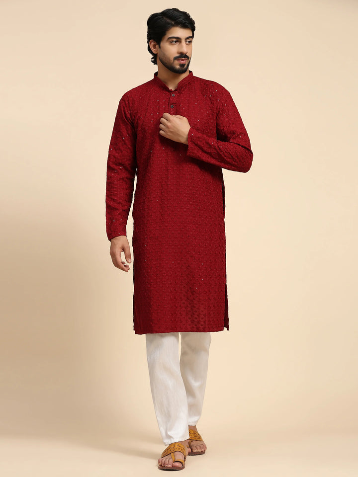 Rayon Cotton Kurta Set | Intricate Weaved Chikankari for Festive Occasions