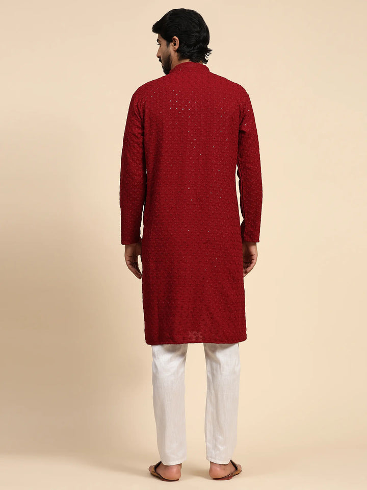 Rayon Cotton Kurta Set | Intricate Weaved Chikankari for Festive Occasions