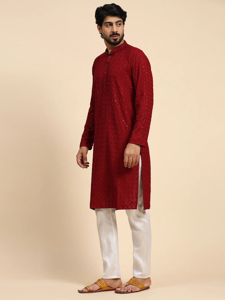 Rayon Cotton Kurta Set | Intricate Weaved Chikankari for Festive Occasions