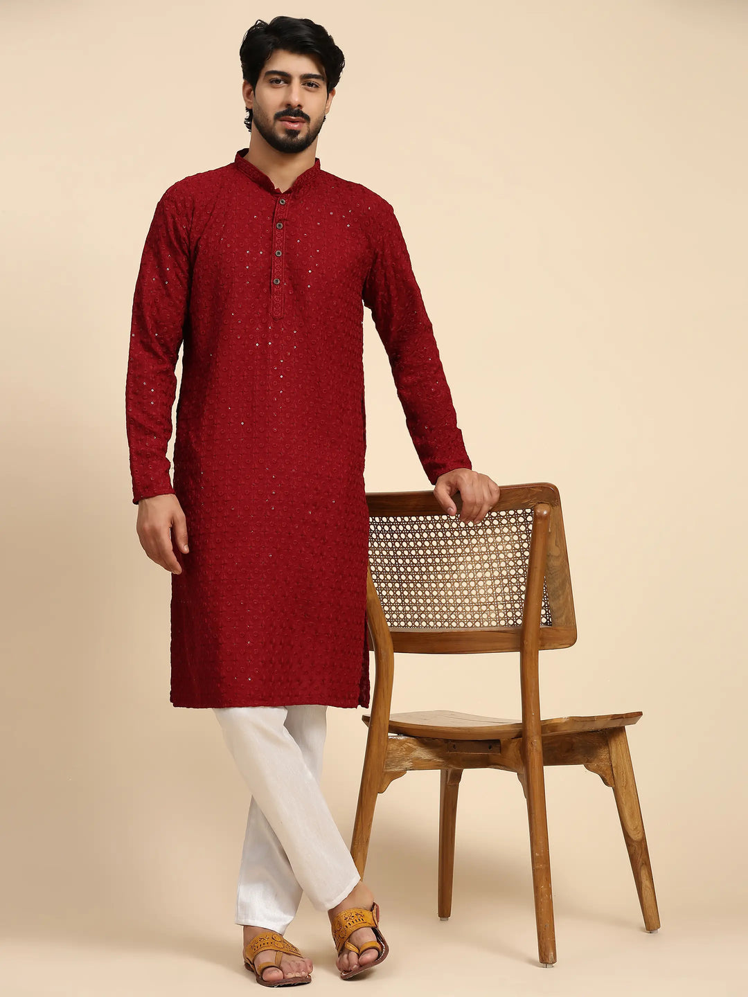 Rayon Cotton Kurta Set | Intricate Weaved Chikankari for Festive Occasions