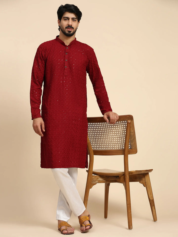 Rayon Cotton Kurta Set | Intricate Weaved Chikankari for Festive Occasions