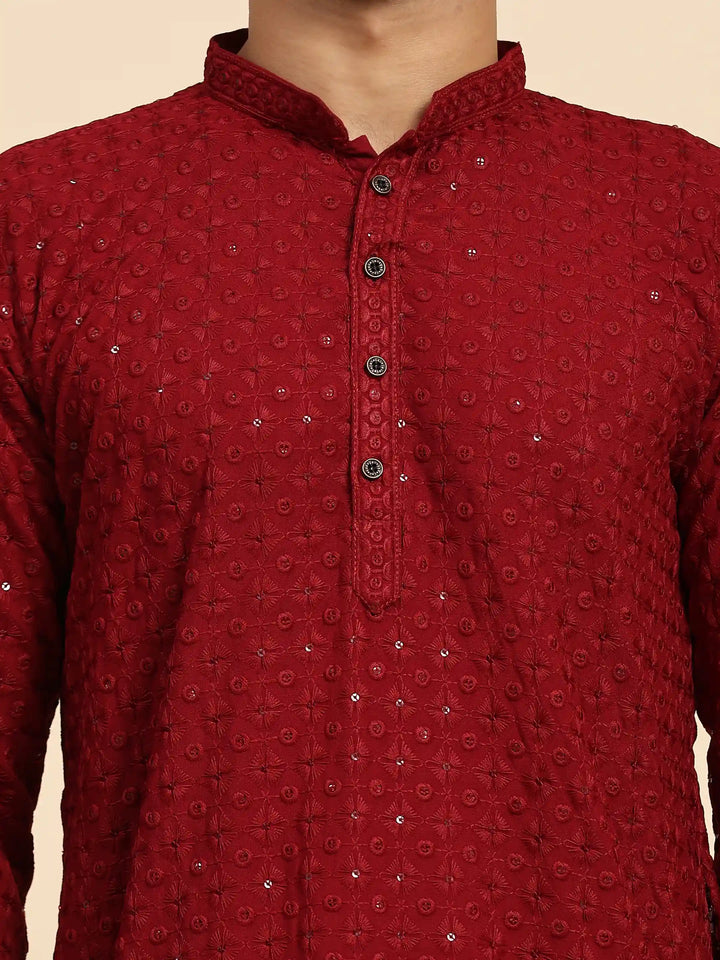 Rayon Cotton Kurta Set | Intricate Weaved Chikankari for Festive Occasions