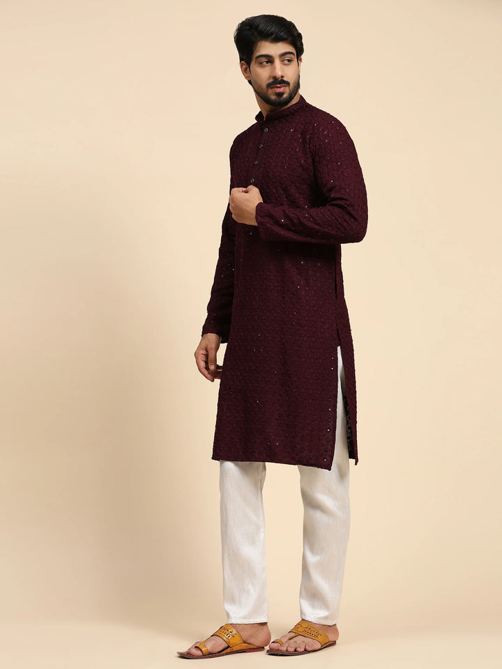 Rayon Cotton Kurta Set | Intricate Weaved Chikankari for Festive Occasions