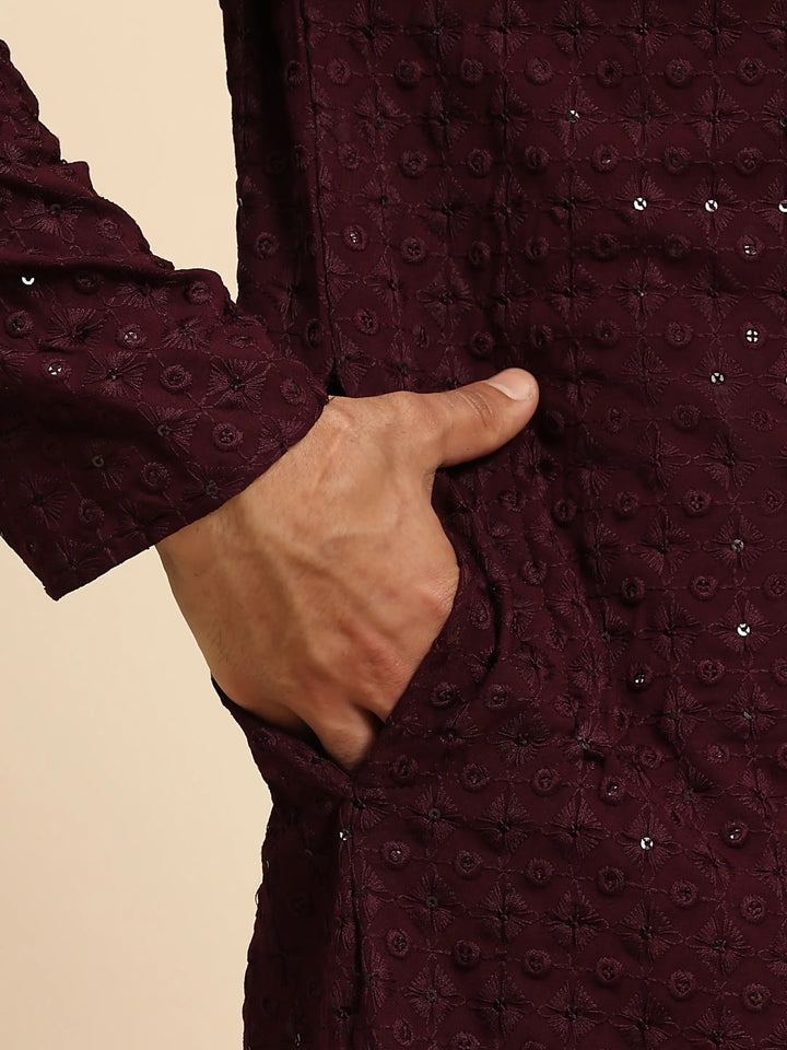 Rayon Cotton Kurta Set | Intricate Weaved Chikankari for Festive Occasions