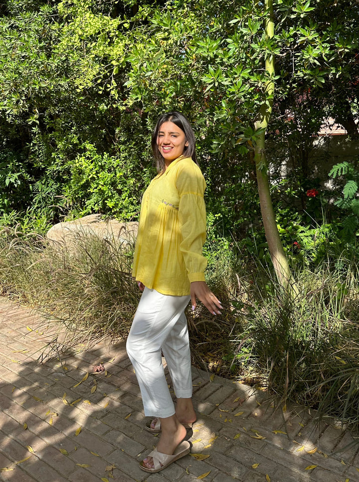 Yellow & White Embroidered Co-ord Set | Chic Summer Style