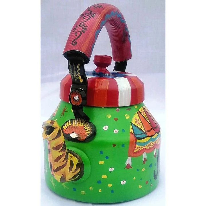 Folk Art Tea Kettle 1L | Handcrafted Metal Piece for Display