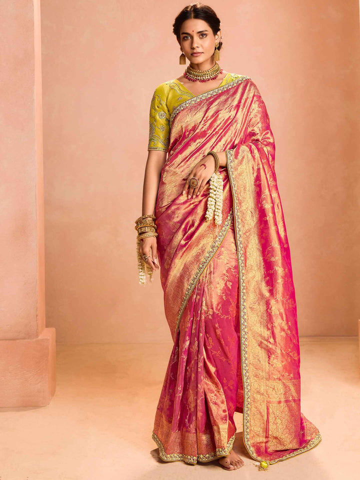 Incredible Red Zari Weaving Silk Saree