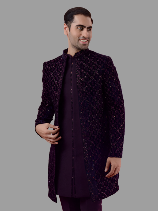 Purple Velvet Indo Western for Men | Perfect for Special Events