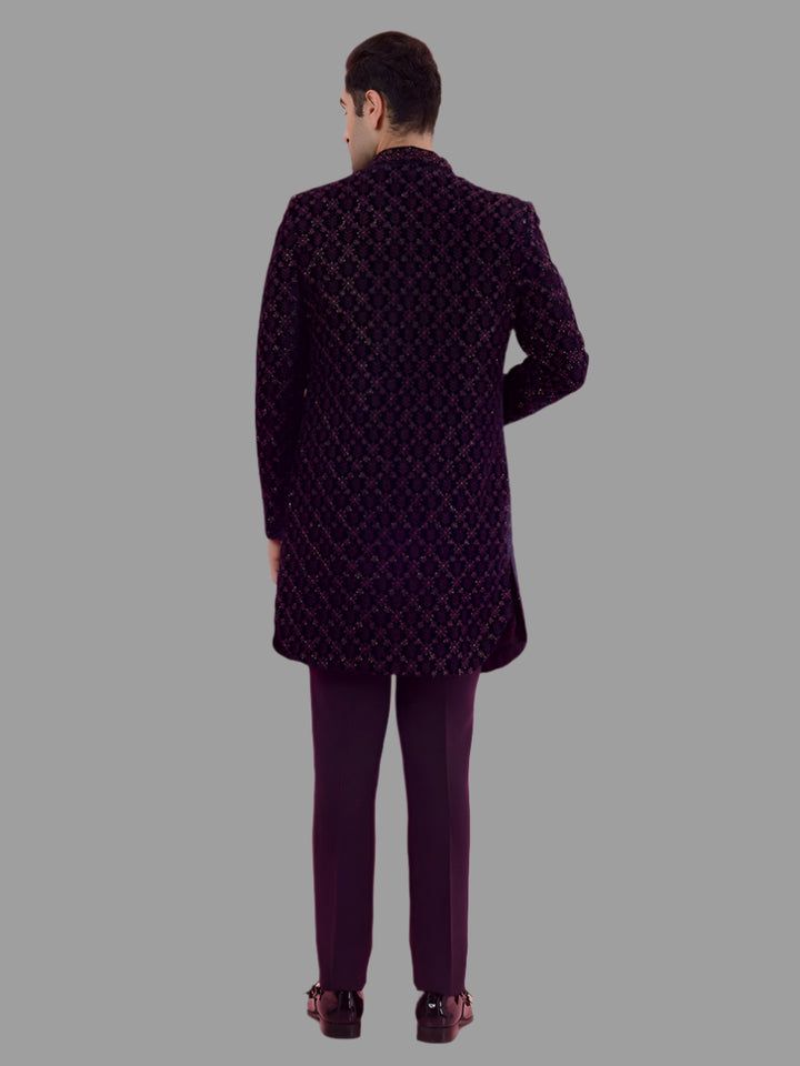 Discover the charm of our Purple Indo Western garment, ideal for enhancing your ethnic wardrobe.