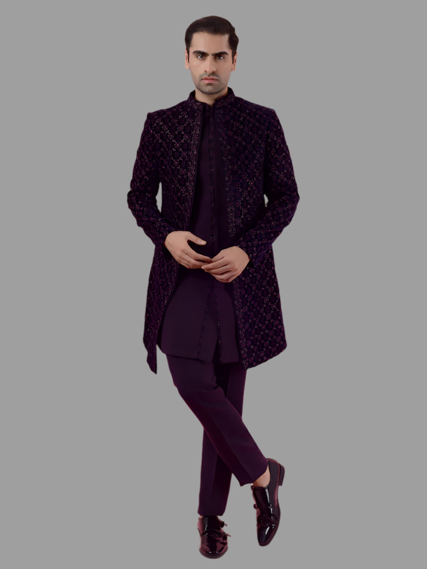 Purple Velvet Indo Western for Men | Perfect for Special Events
