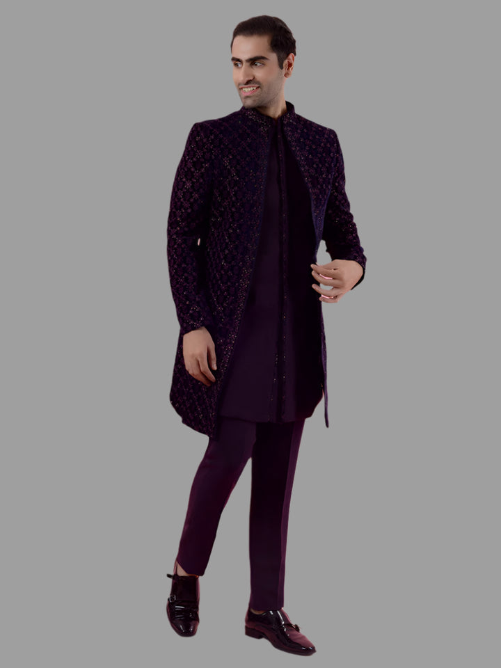 Purple Velvet Indo Western for Men | Perfect for Special Events