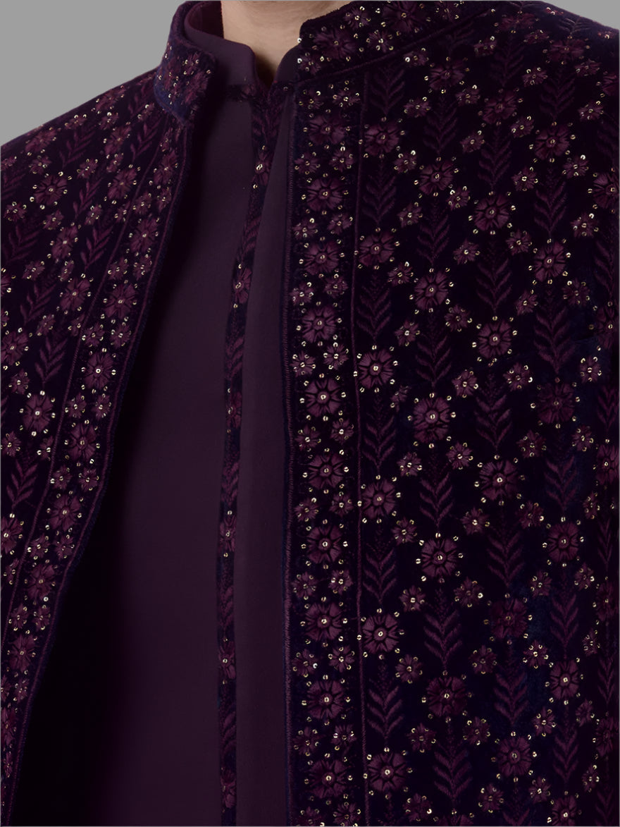 Purple Velvet Indo Western for Men | Perfect for Special Events