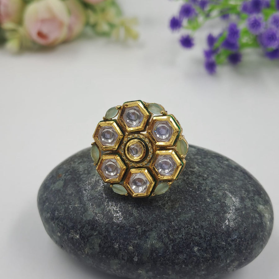 KUNDAN RING - SilverBin