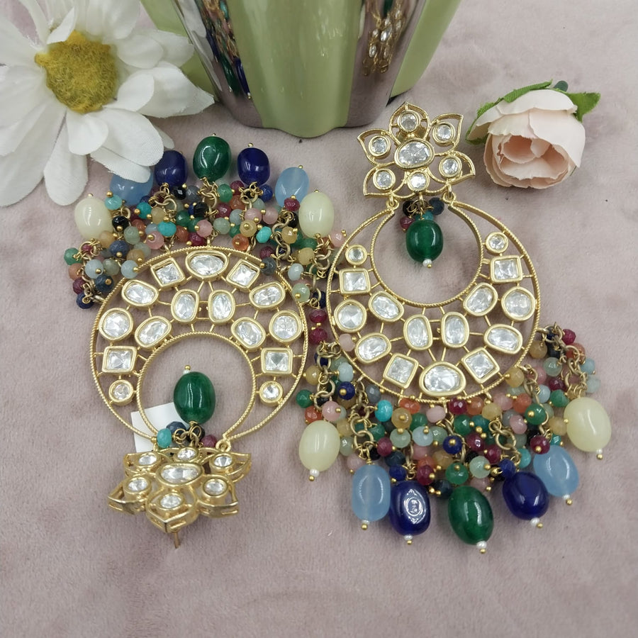 KUNDAN  EARRINGS - SilverBin