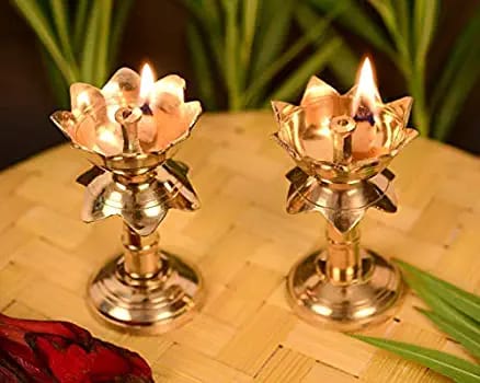 Golden Lotus Diya | Spiritual Pooja Essential