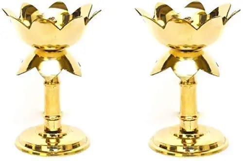 Golden Lotus Diya | Spiritual Pooja Essential
