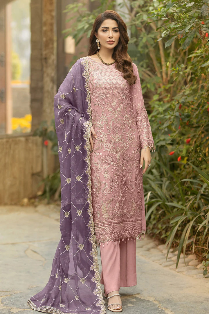 Dusty Pink Georgette and Georgette Combination | Elegant Georgette Dupatta