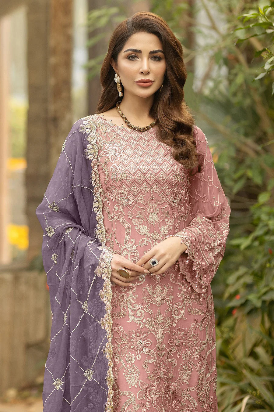 Dusty Pink Georgette and Georgette Combination | Elegant Georgette Dupatta