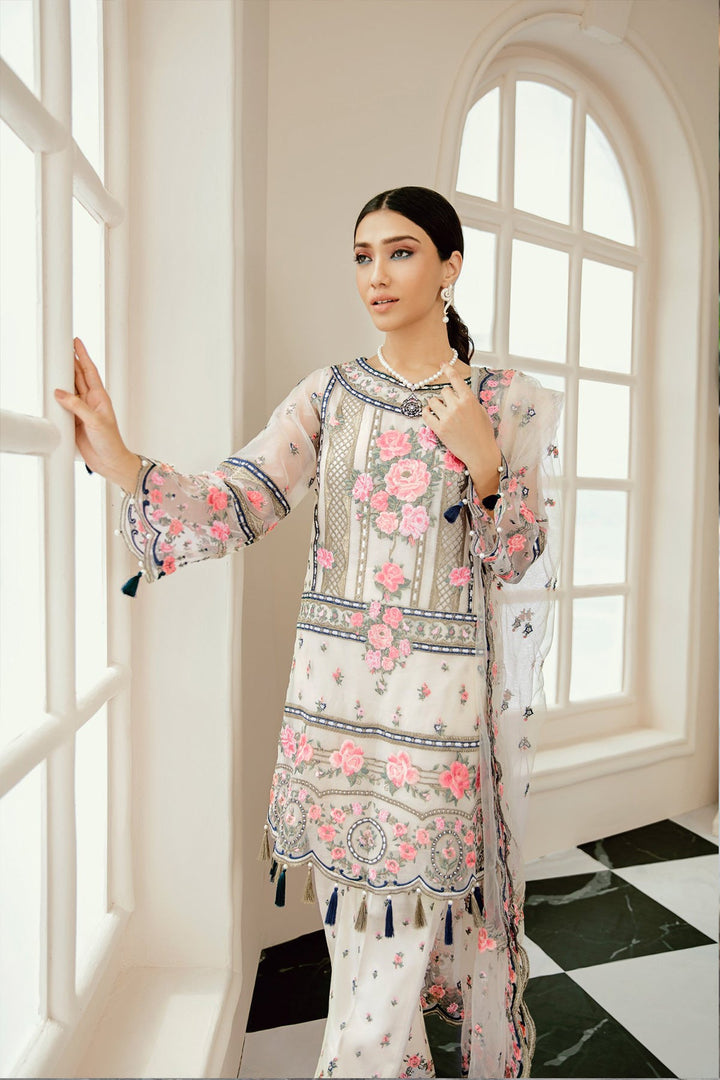 Off White Georgette Salwar Kameez | Elegant Dupatta Work Design