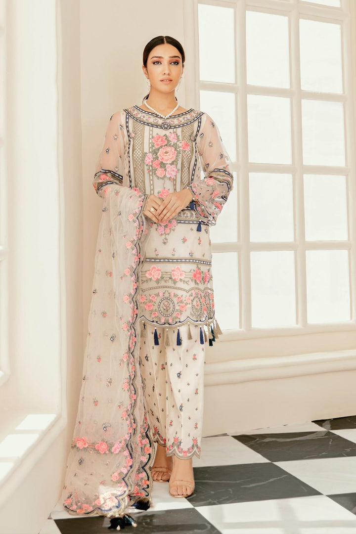 Off White Georgette Salwar Kameez | Elegant Dupatta Work Design