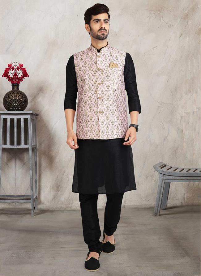 Sophisticated Light Pink Formal Art Silk  Kurta Pajama | Symbolizing Elegance  in Every Detail