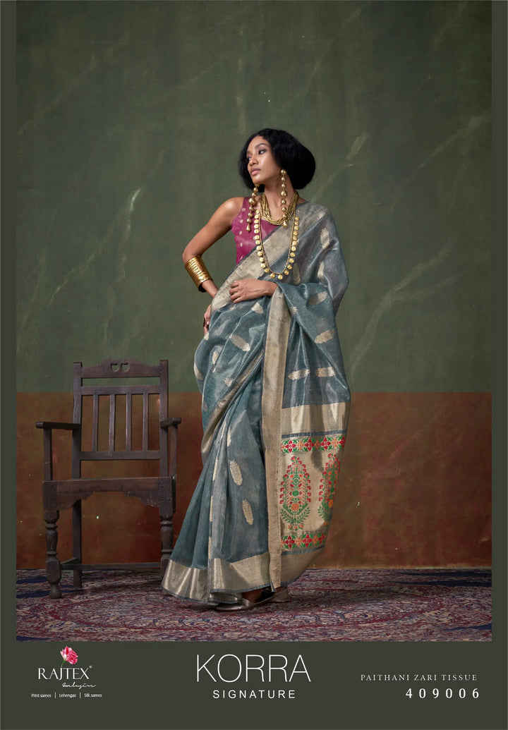 Light Blue Paithani Saree for Festivals – SilverBin

