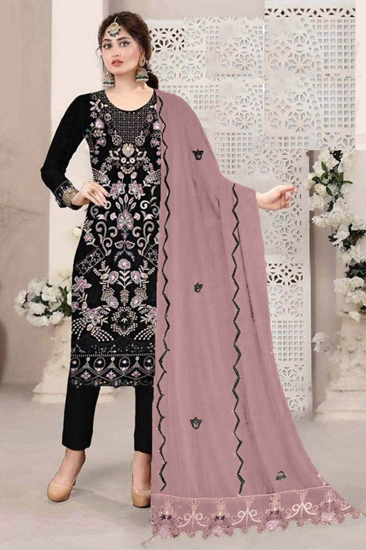 Black Georgette Salwar Kameez | Heavy Embroidery, Sequence
